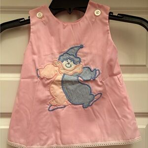 Vtg Pink Girls embroidered dress Size 2 eyelet lace